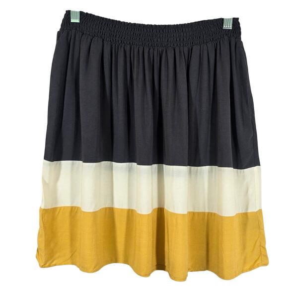Mossimo Supply Co. Dresses & Skirts - M Mossimo Grey Yellow Colorblock Flowy Skirt Women Size M Elastic Tiered Cottage